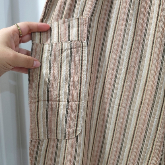 Ladies Striped Linen Blend Tan Women's Shorts, Elastic Drawstring Waist, XL - Picture 11 of 12